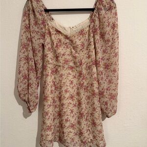 Lush Pink and Cream Floral Blouse
